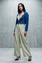 Cropped colour blocking blazer