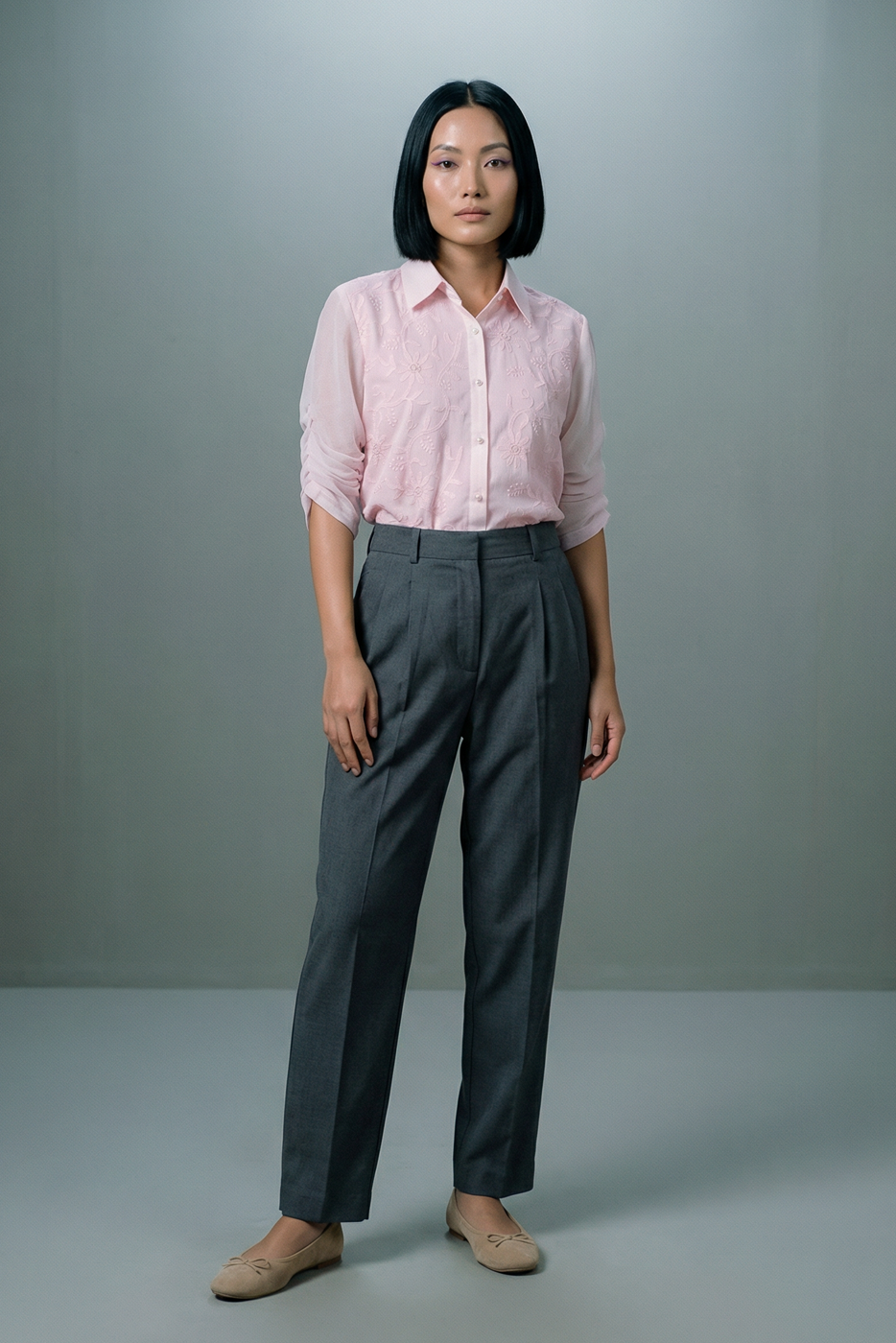 Embroidered georgette shirt