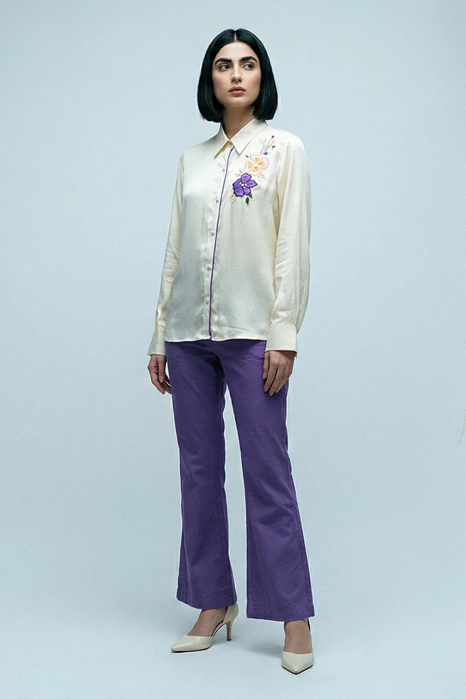 Shirt with floral applique - SSWAI