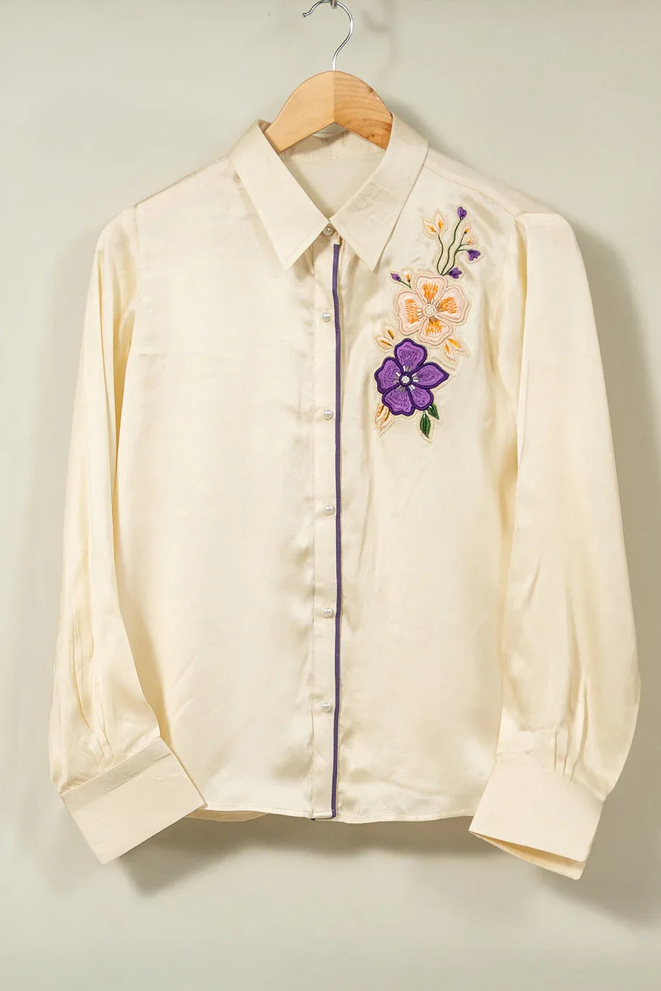 Shirt with floral applique - SSWAI
