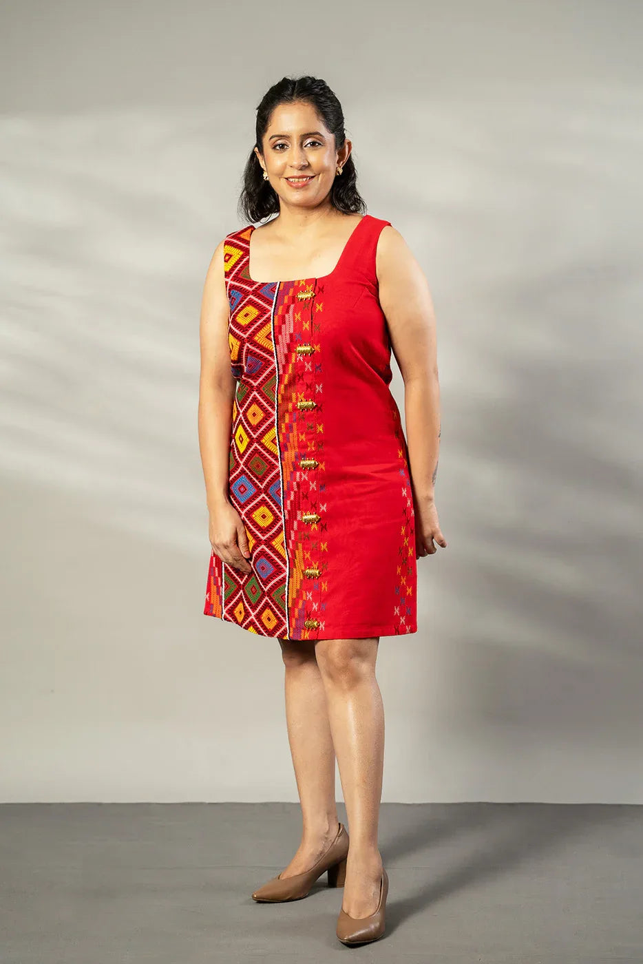 Red woven dress - SSWAI