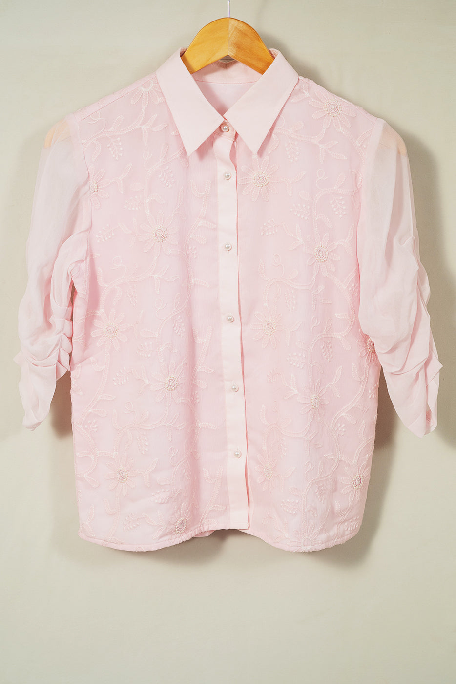 Embroidered georgette shirt