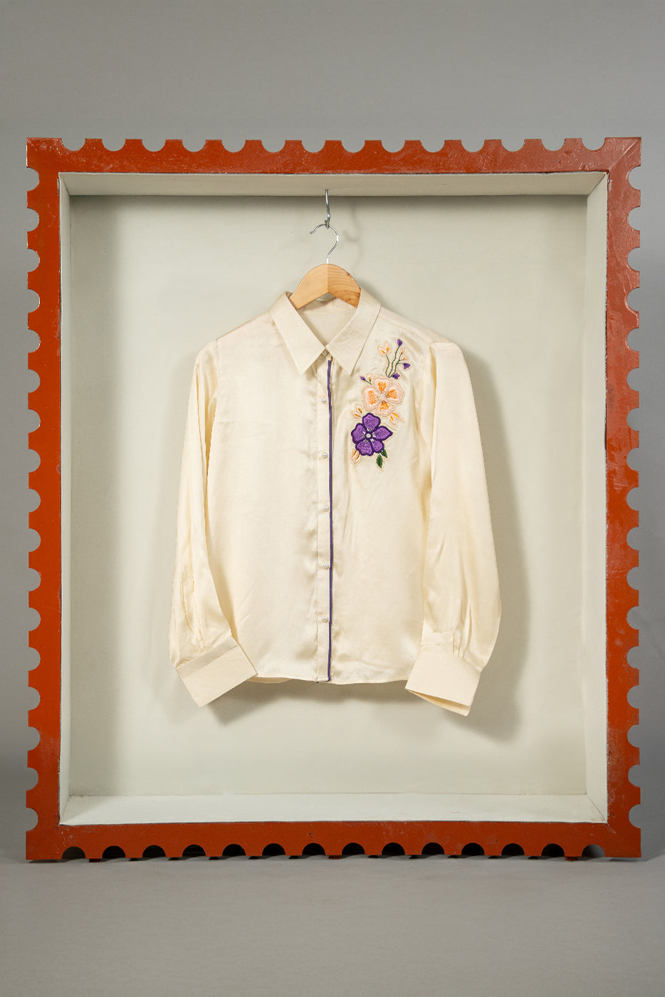 Shirt with floral applique