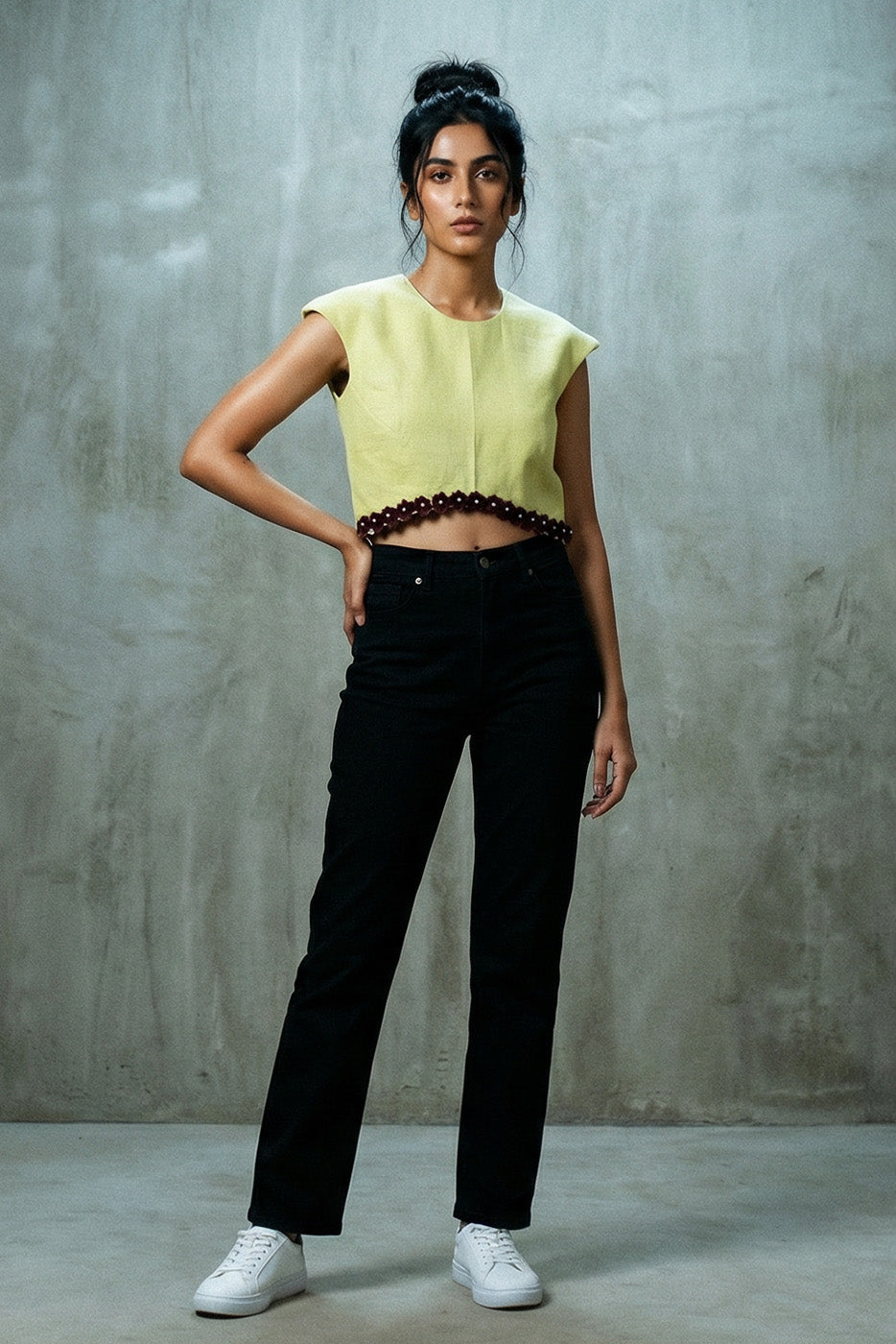 Floral embroidered crop top