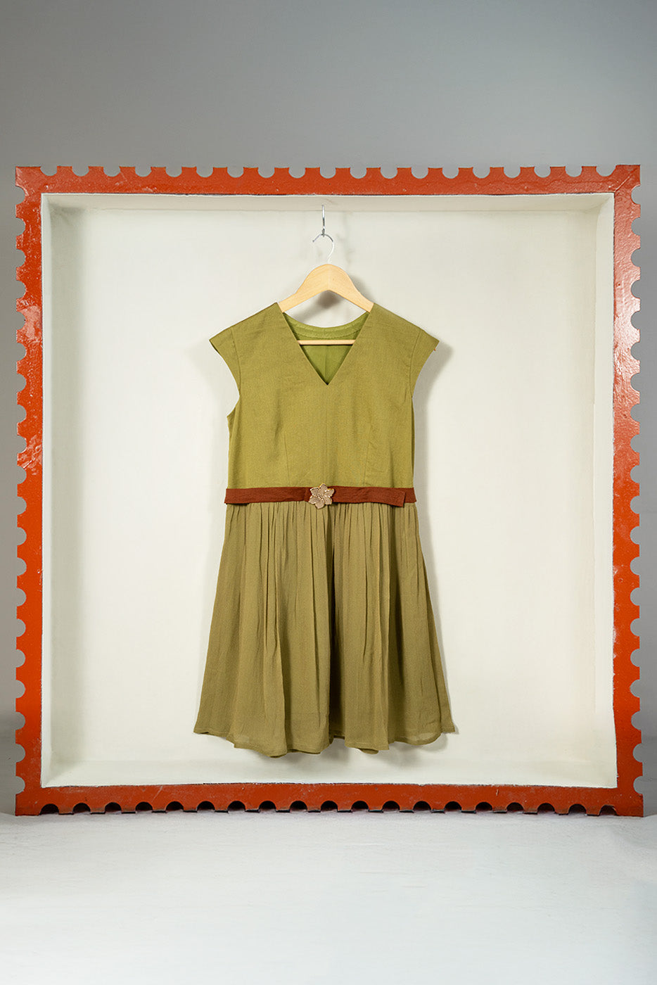 A-line dress with statement belt