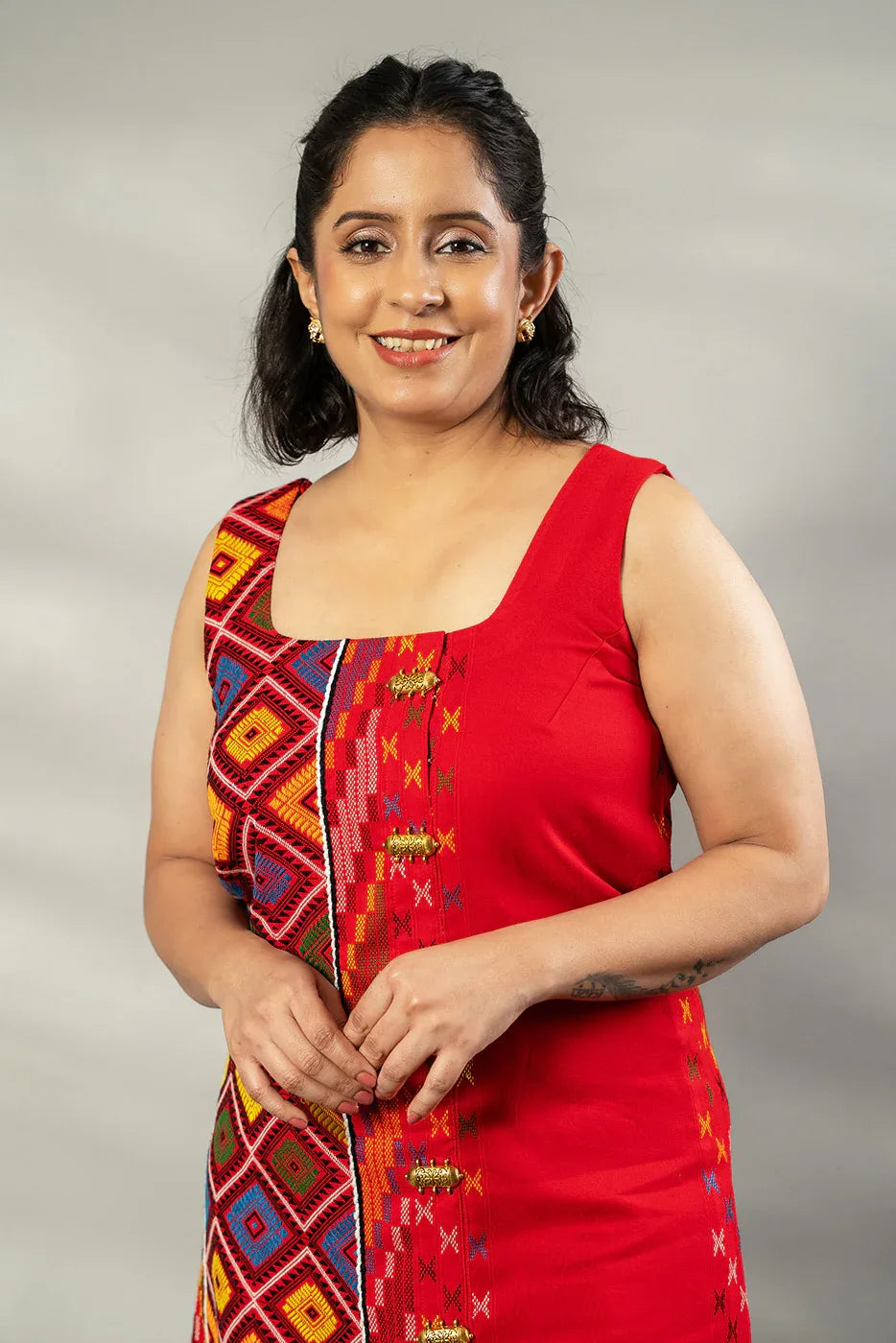 Red woven dress - SSWAI