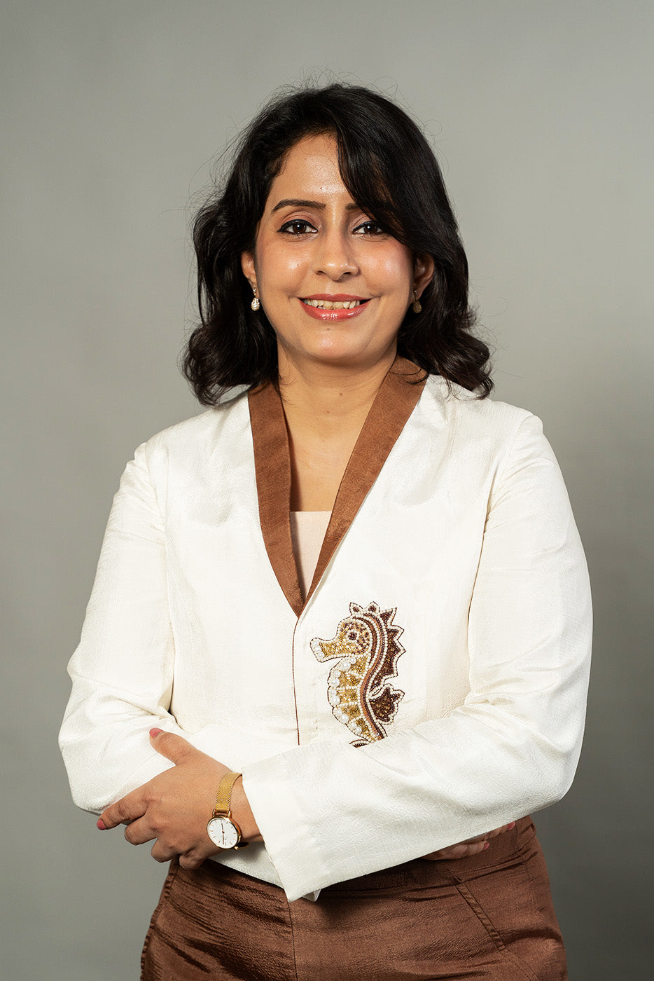 Cropped sea horse blazer