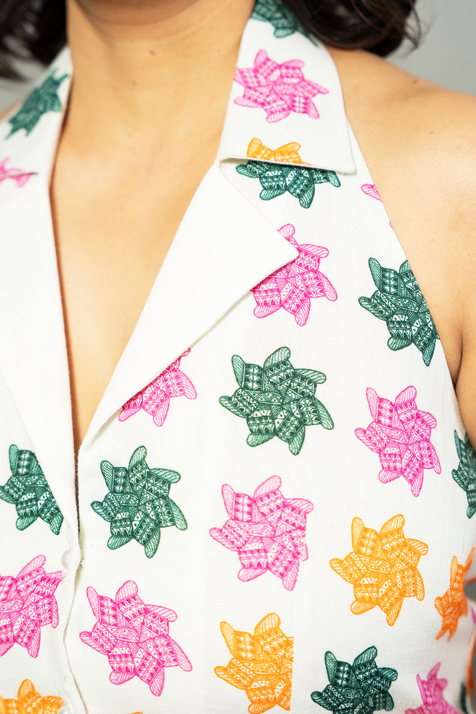 Halter neck collared shirt