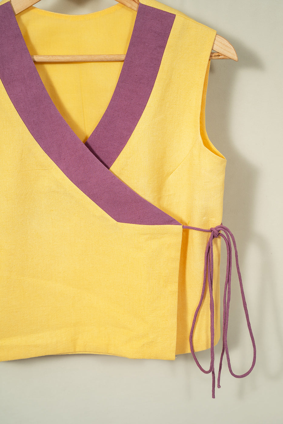 Wrap colour blocking top