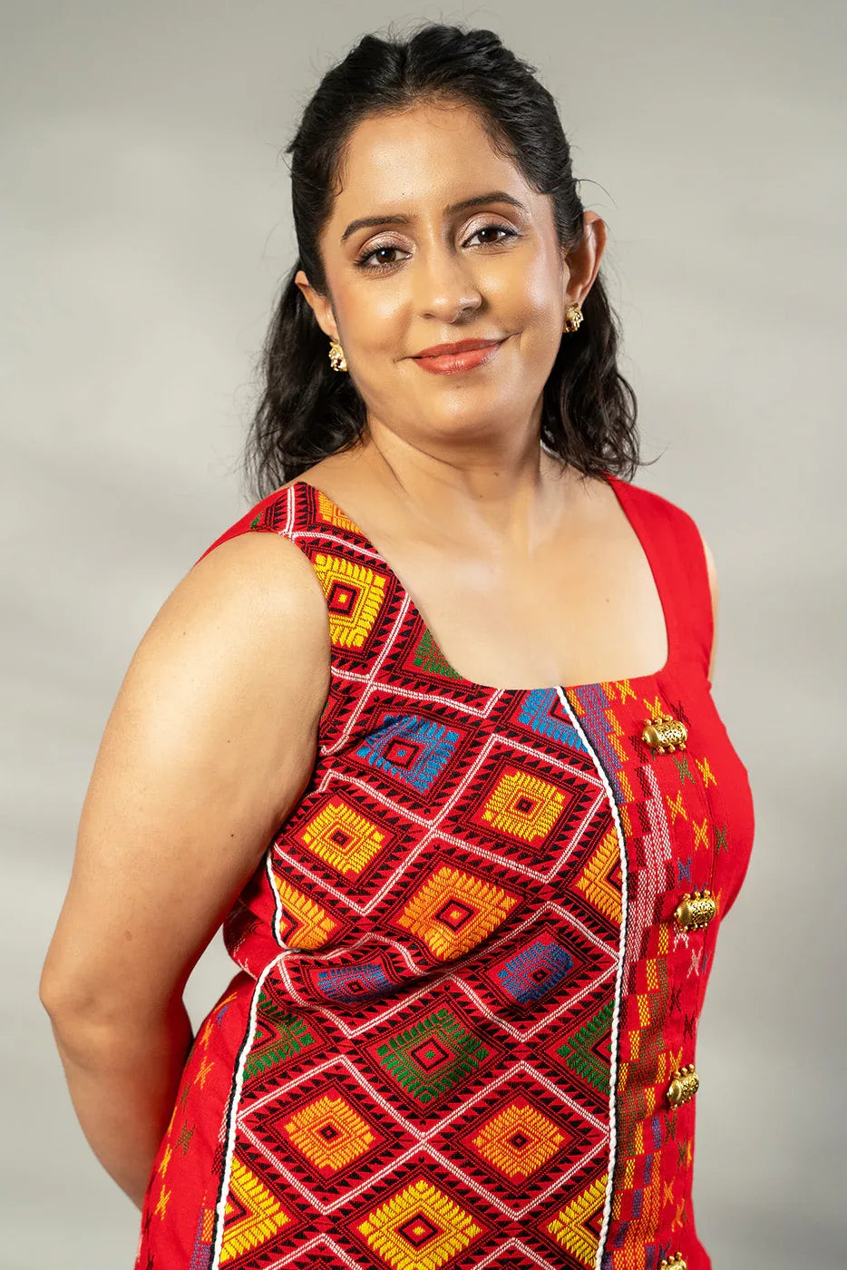 Red woven dress - SSWAI