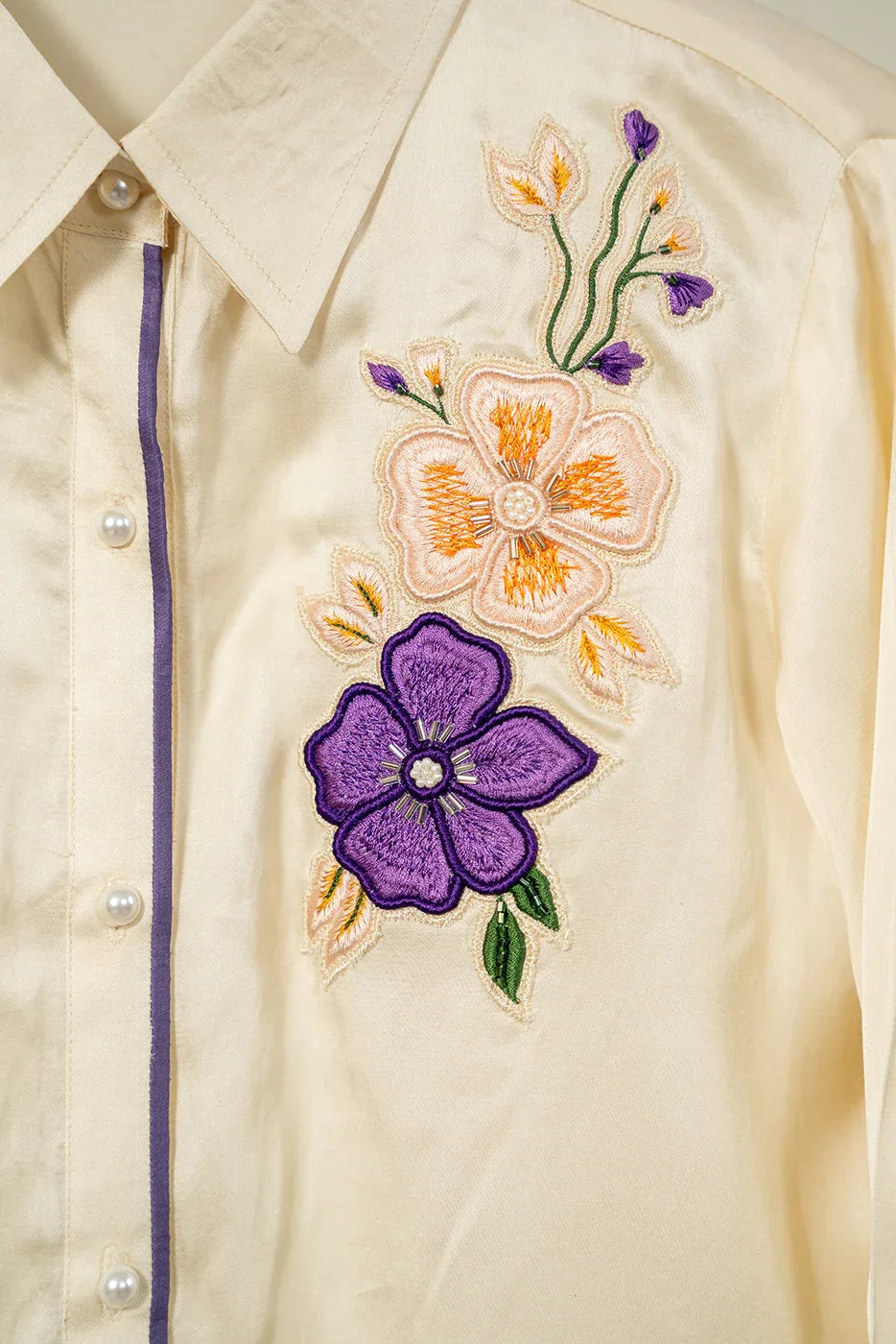 Shirt with floral applique - SSWAI