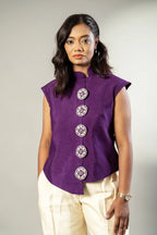 Mandarin collar top - SSWAI