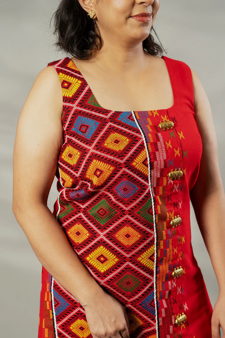 Red woven dress - SSWAI
