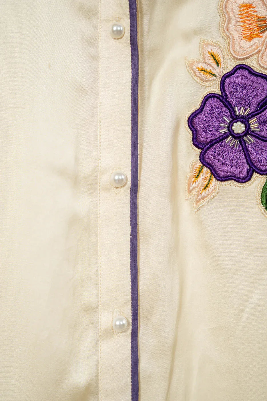 Shirt with floral applique - SSWAI