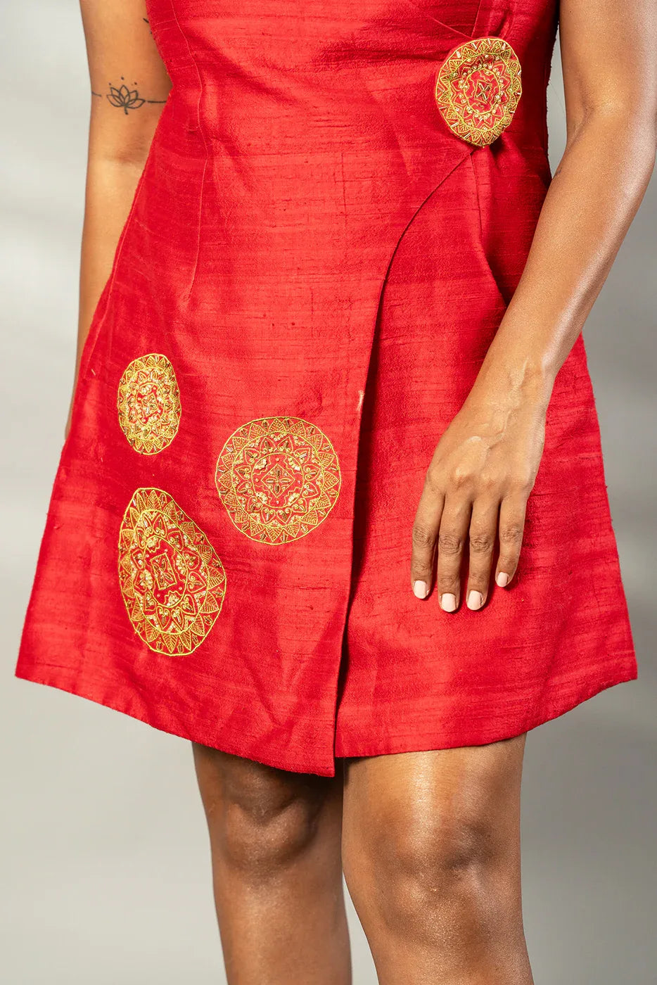 Wrap dress with japi embroidery - SSWAI