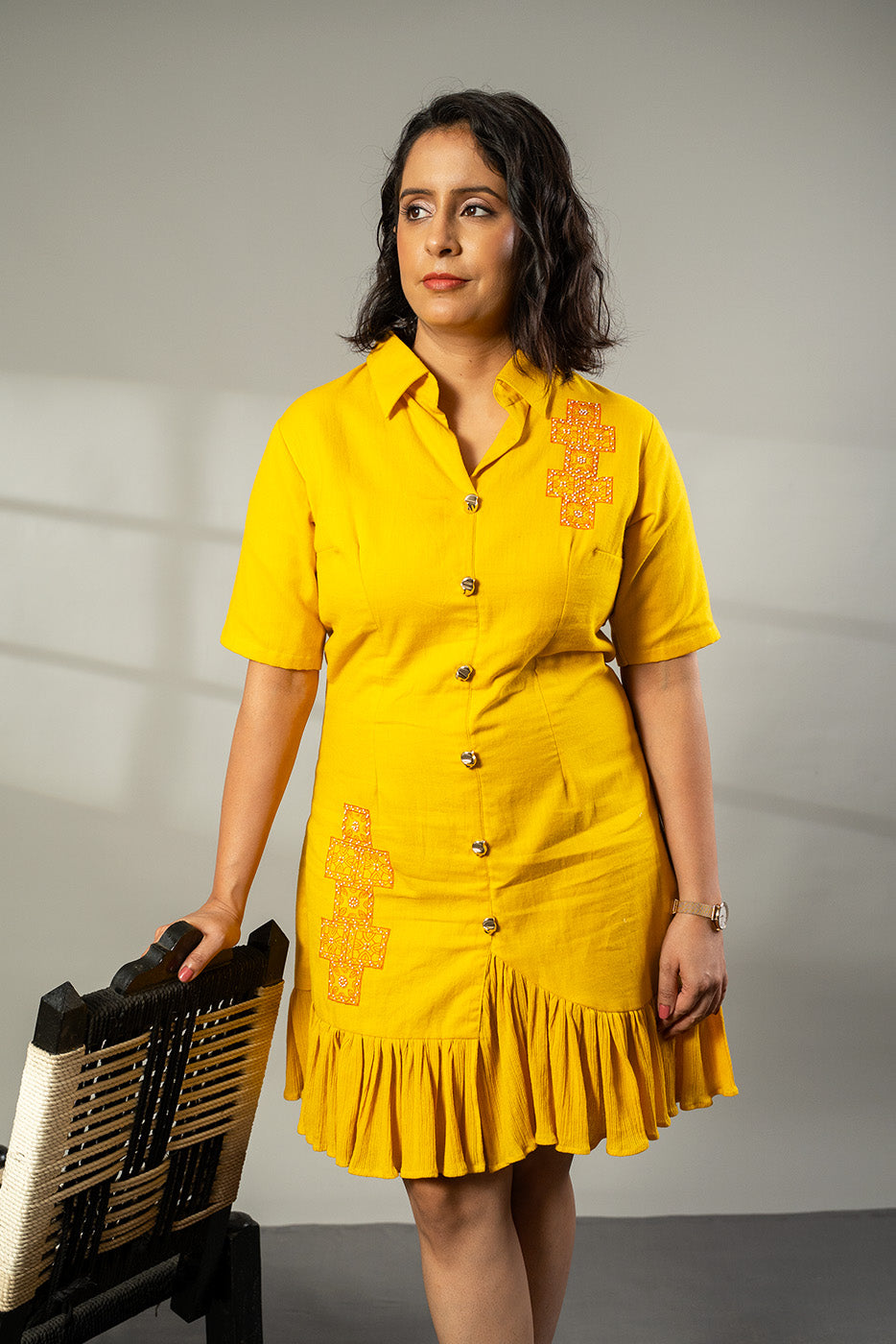 Asymmetric shirt dress