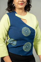 Asymmetric colour blocking top - SSWAI