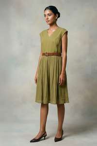 A-Line Dress with Statement Belt