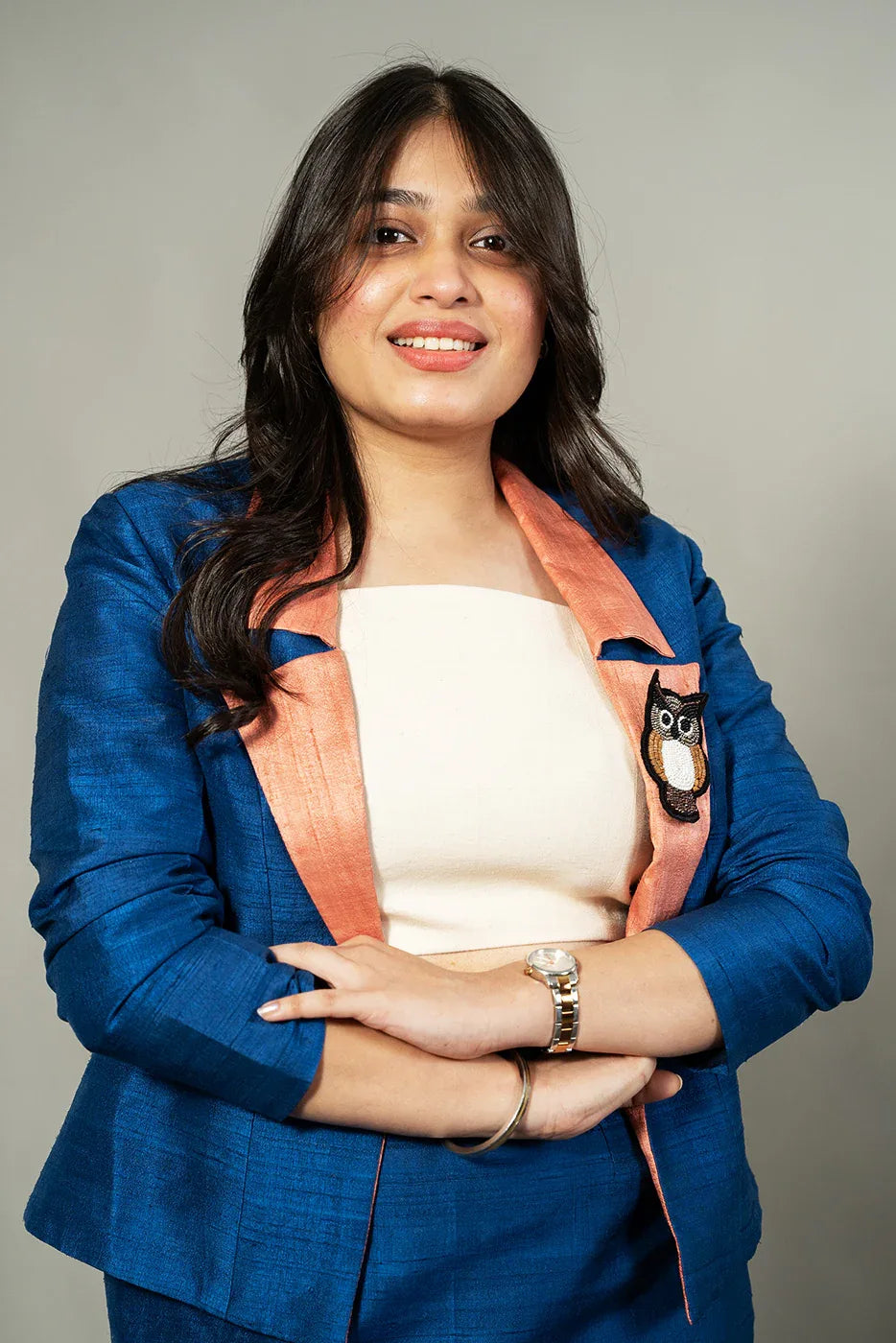 Open blazer with owl brooch - SSWAI