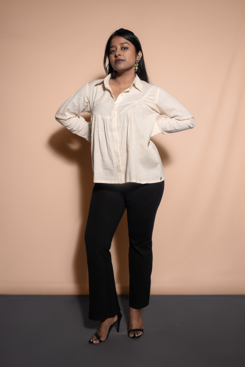 Asymmetric Gathered Shirt