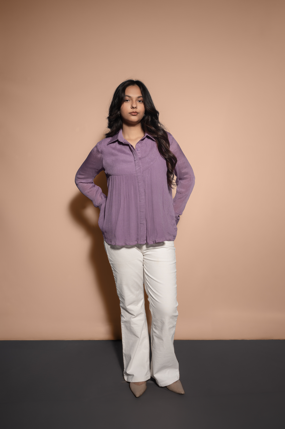 Asymmetric Chinnon Gathered Shirt