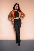 Kantha Dual-Color Cropped Blazer