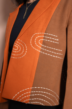 Kantha Dual-Color Cropped Blazer