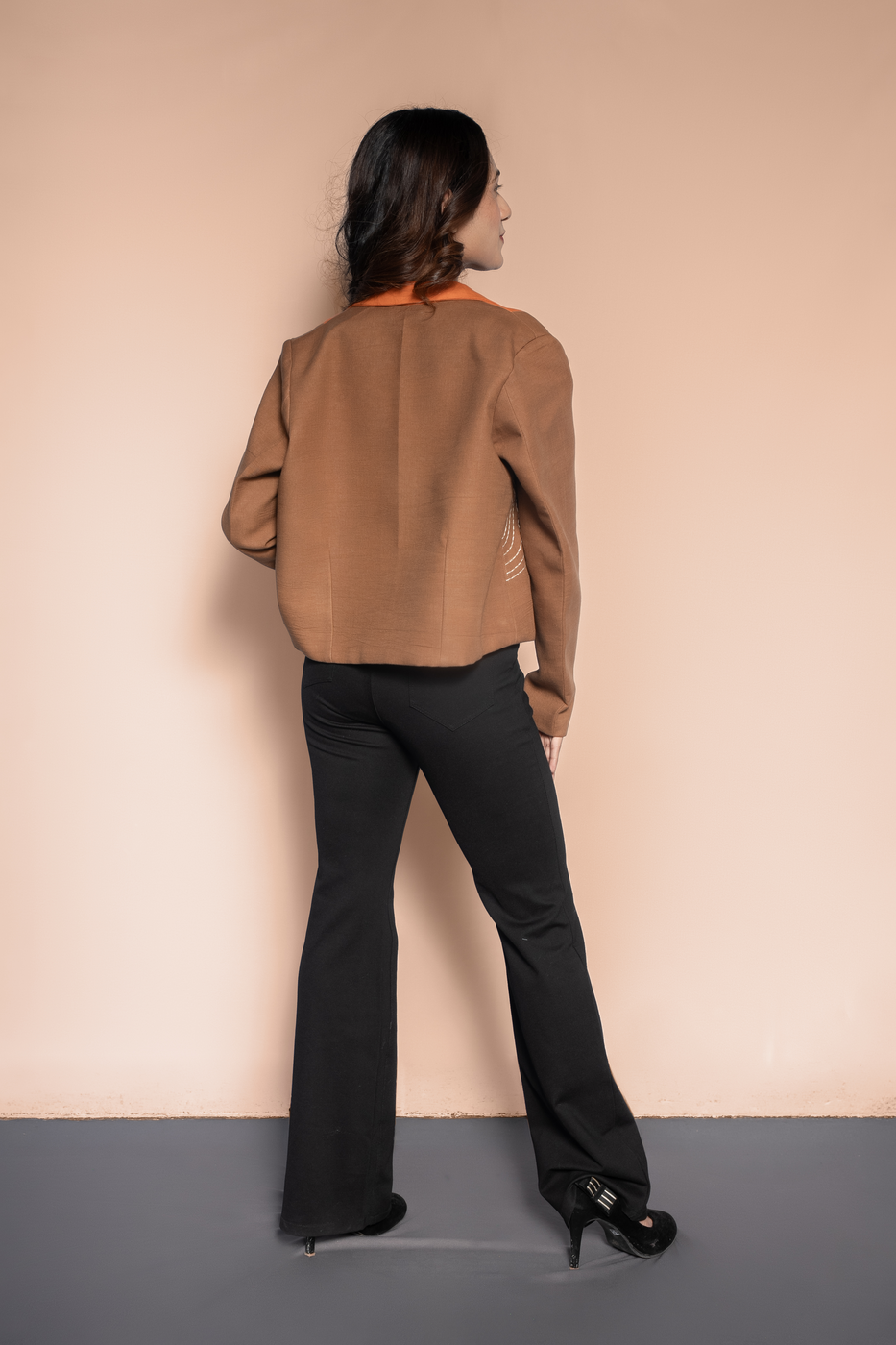 Kantha Dual-Color Cropped Blazer