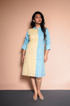 Pleated Mandarin Collar Dress