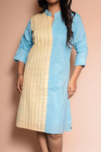 Pleated Mandarin Collar Dress