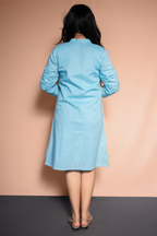 Pleated Mandarin Collar Dress