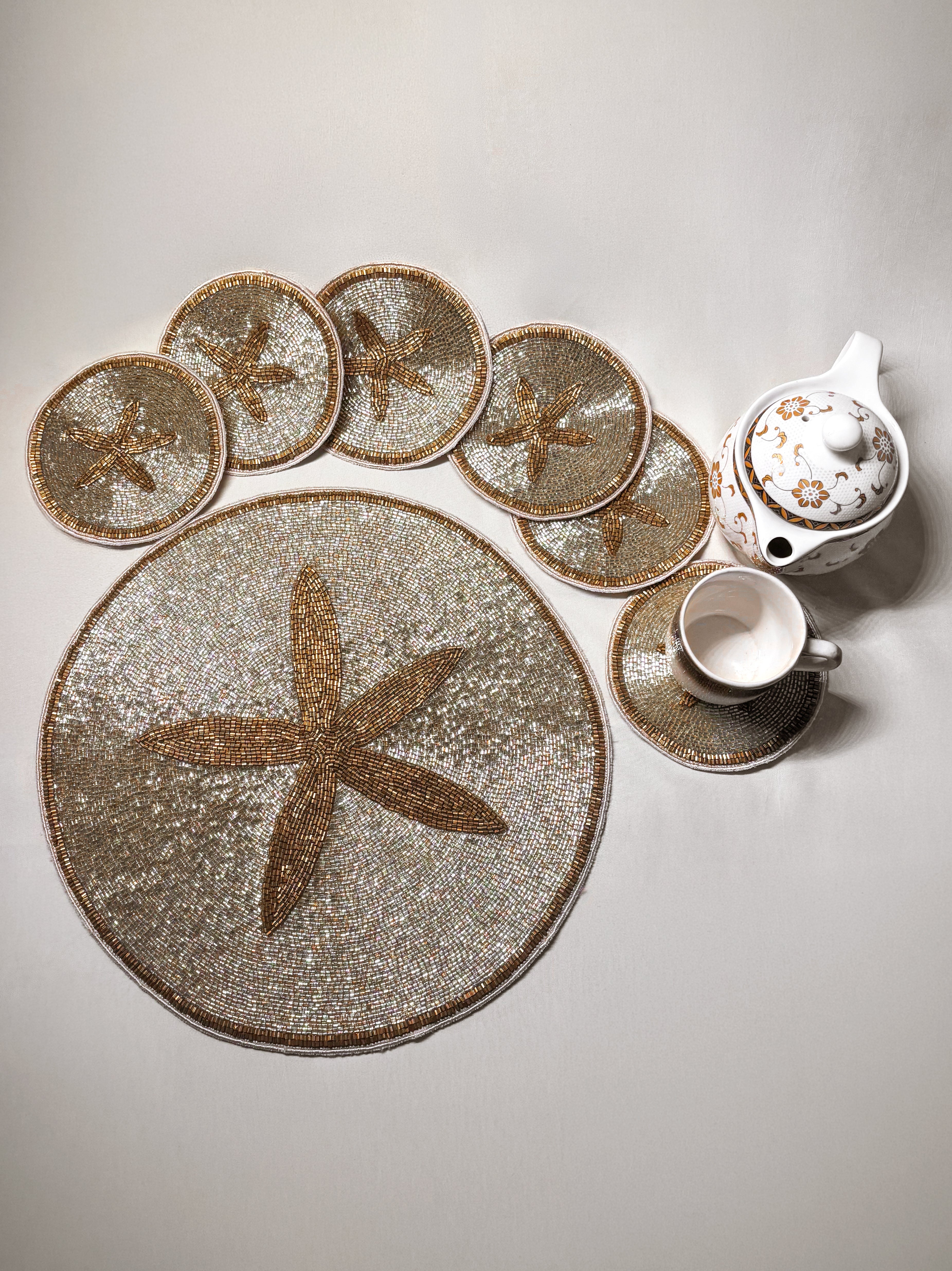 Starfish Golden Tablemat And Coasters