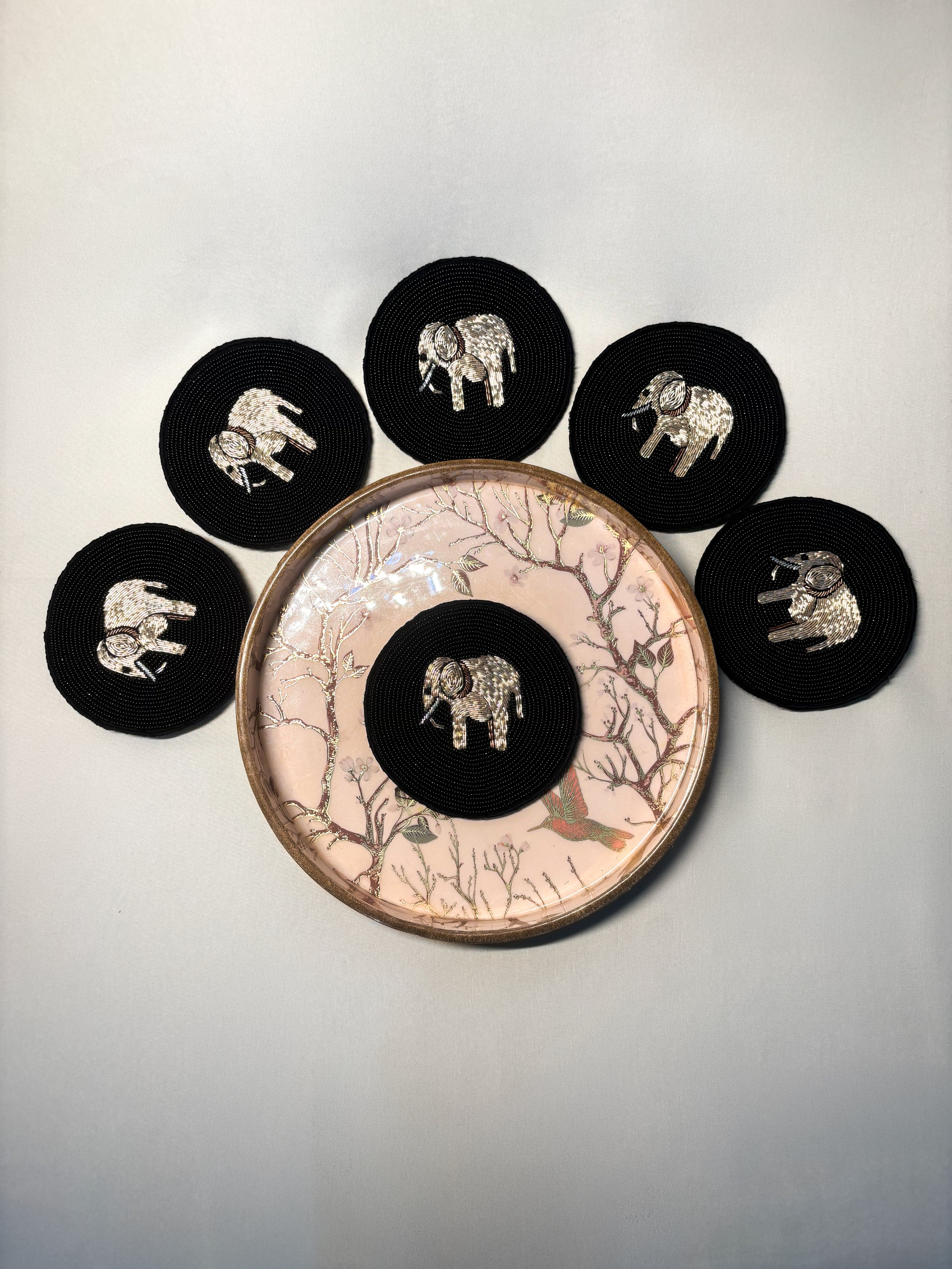 Elephant Black Coaster Set
