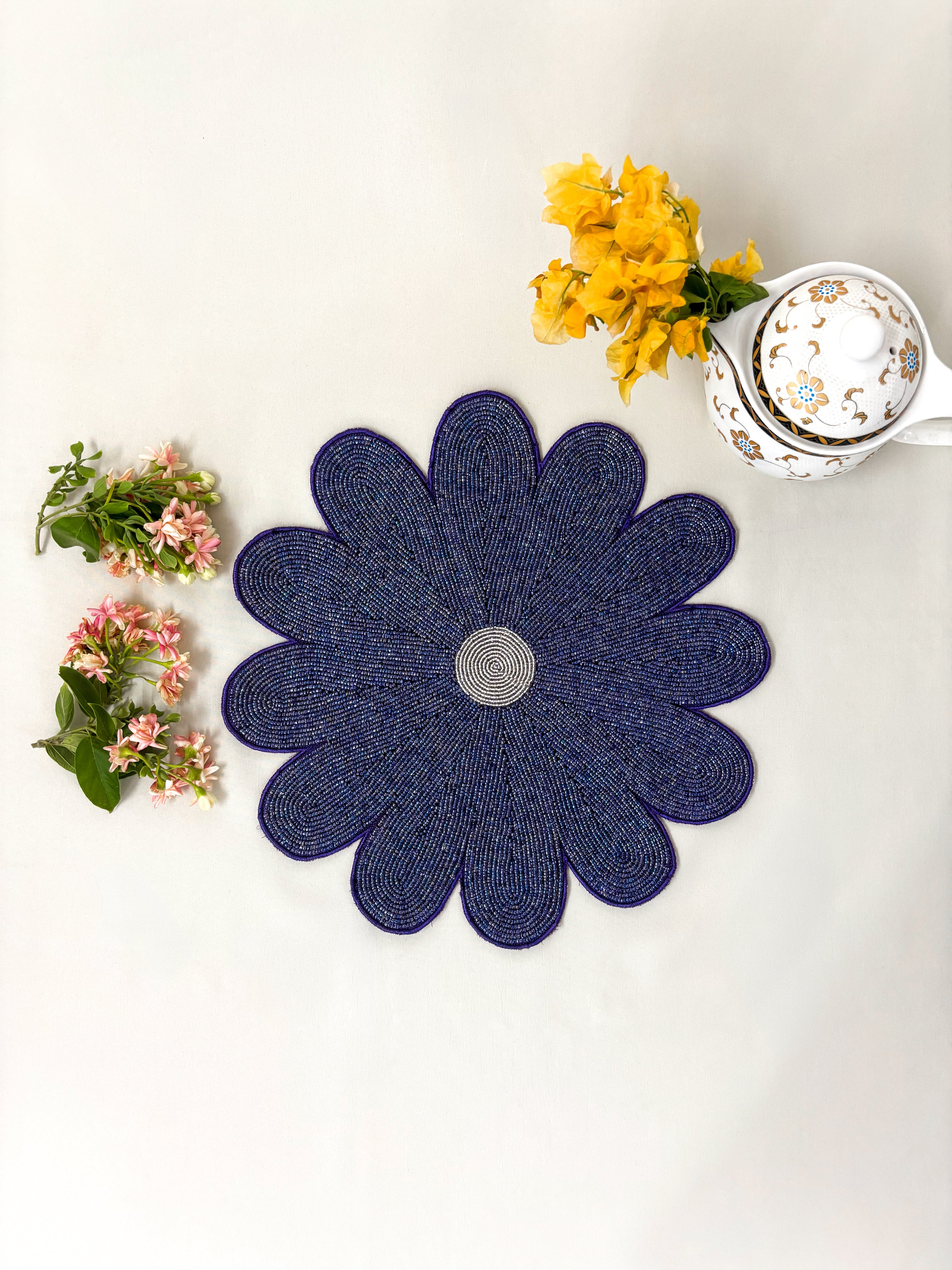Floral Beaded Purple Tablemat