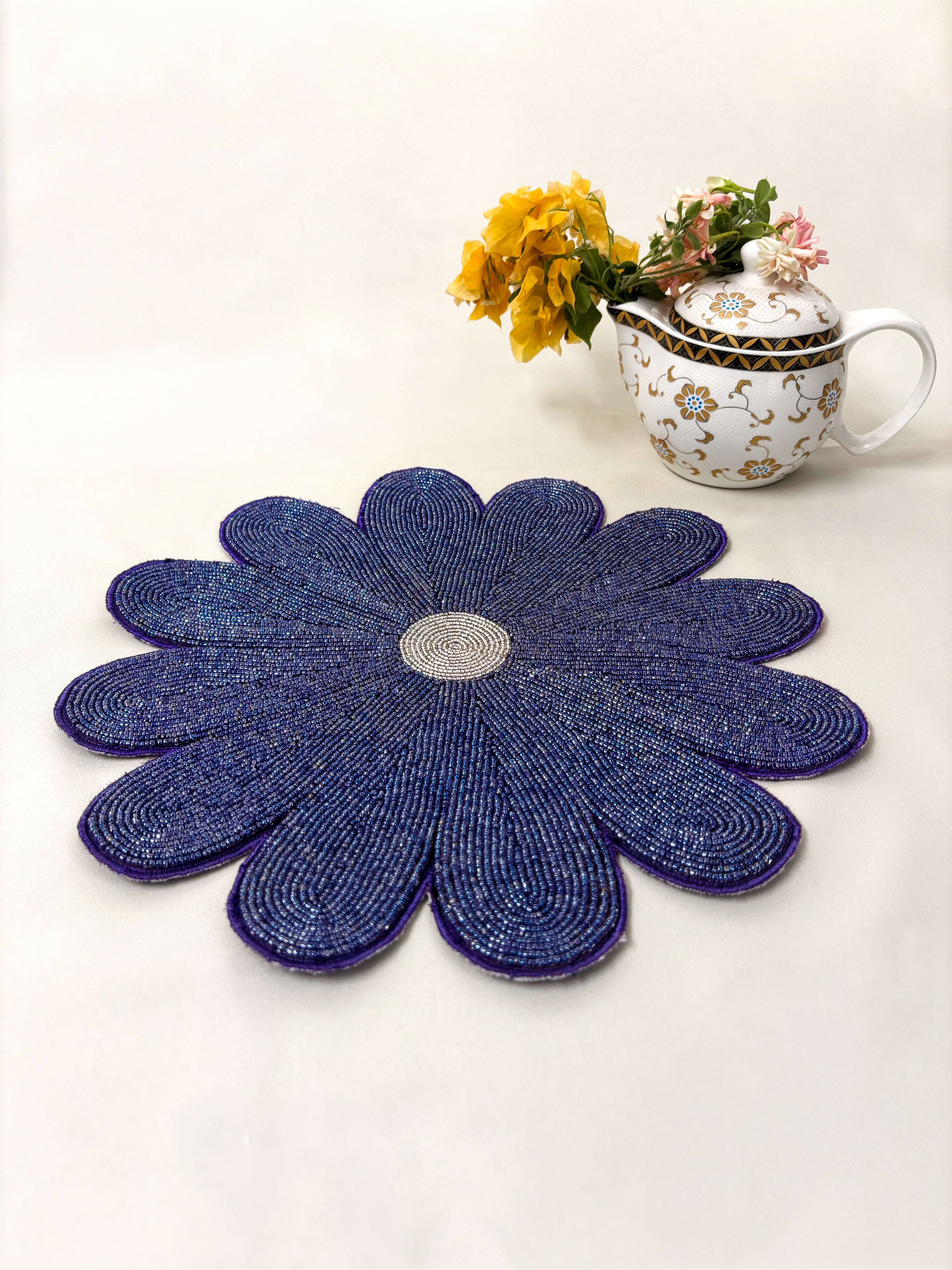 Floral Beaded Purple Tablemat