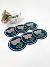 Embedded Floral Blue Coaster set