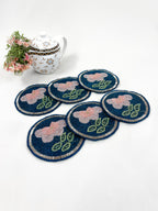 Embedded Floral Blue Coaster set