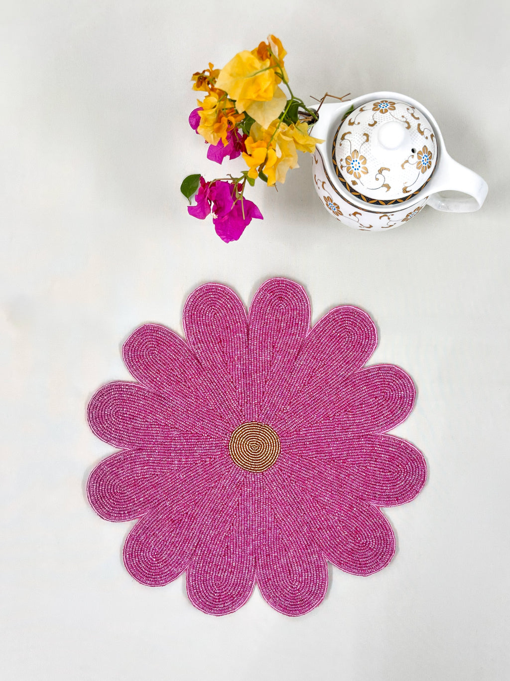 Floral Beaded Pink Tablemat