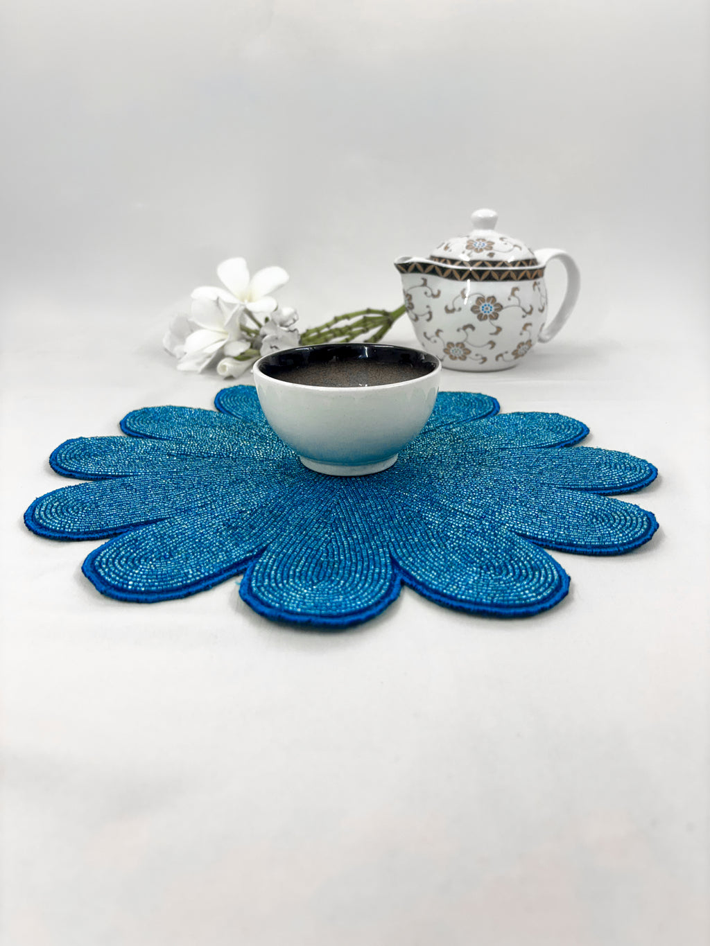 Floral Beaded Blue Tablemat