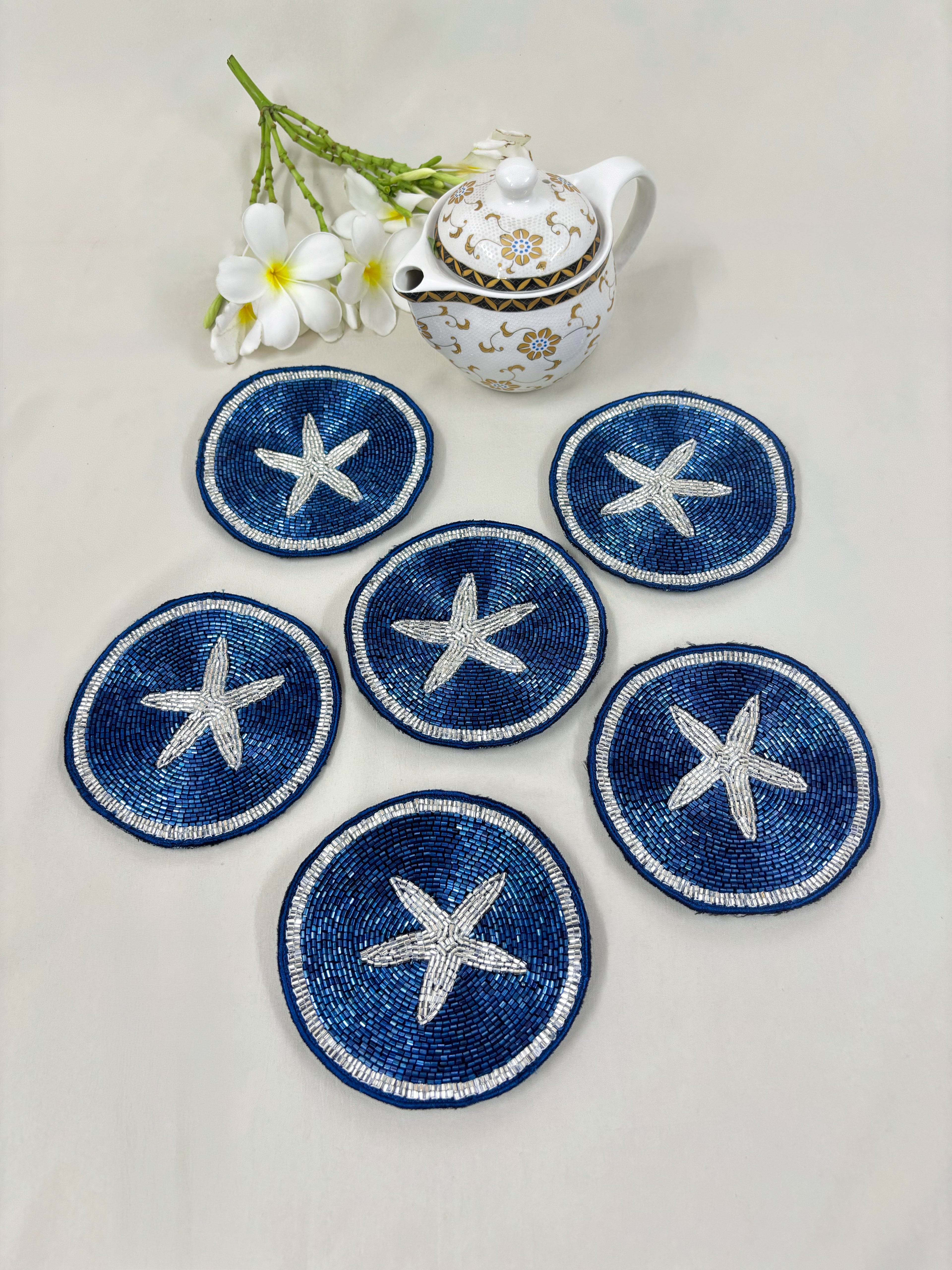 Starfish Blue Coaster set
