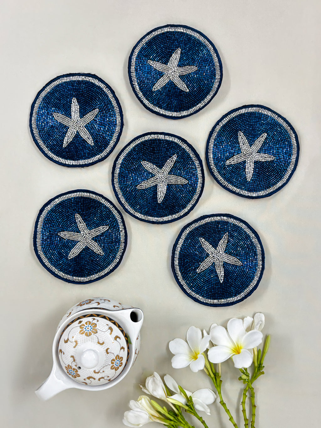 Starfish Blue Coaster set