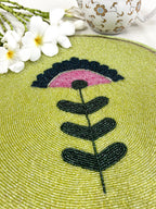 Embedded Floral Lime Tablemat