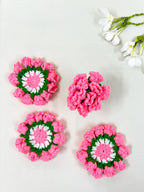 Crochet Pink Coaster Set